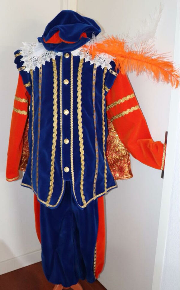 Hoofdpiet pietenkostuum kostuum blauw oranje